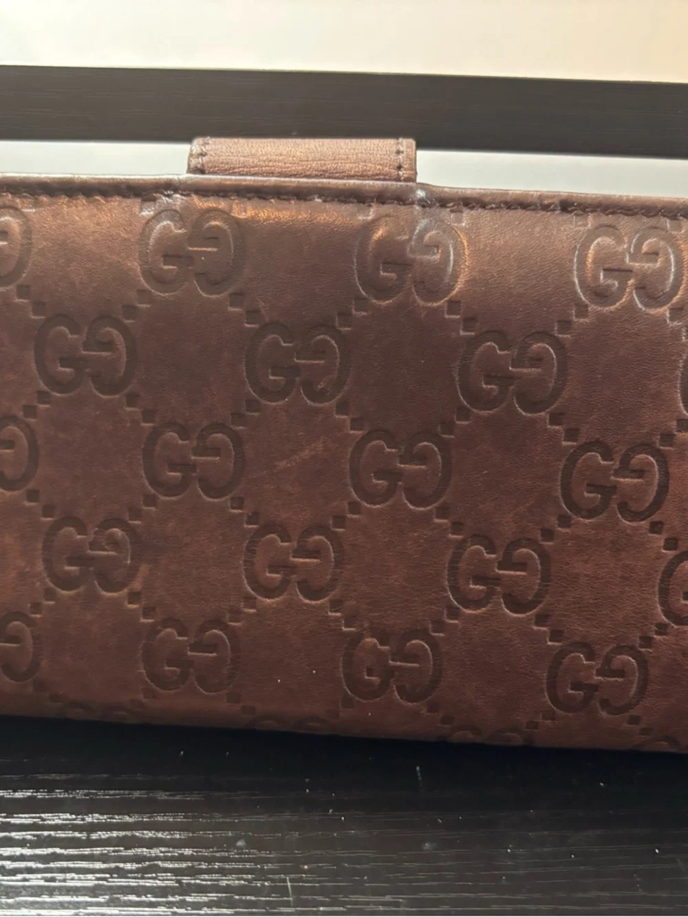 Authentic Vintage Gucci Guccissima Brown Leather Continental Wallet